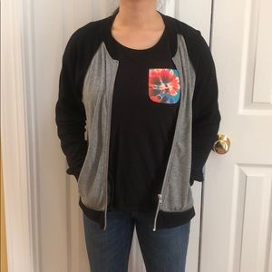 Zumiez Black T-shirt with Tie Dye pocket